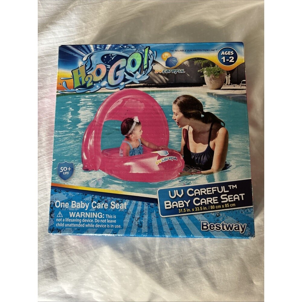 H2O GO! Baby Float Seat Swimming Pool Float Shaded Pink UV Careful